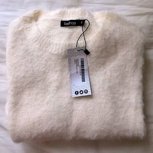 BOOHOO Beige Premium Fluffy Knit Sweater